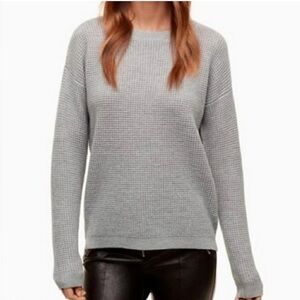 Aritzia Wilfred Free Isabelli Sweater Waffle Grey Crew Knit Sweater Size XS